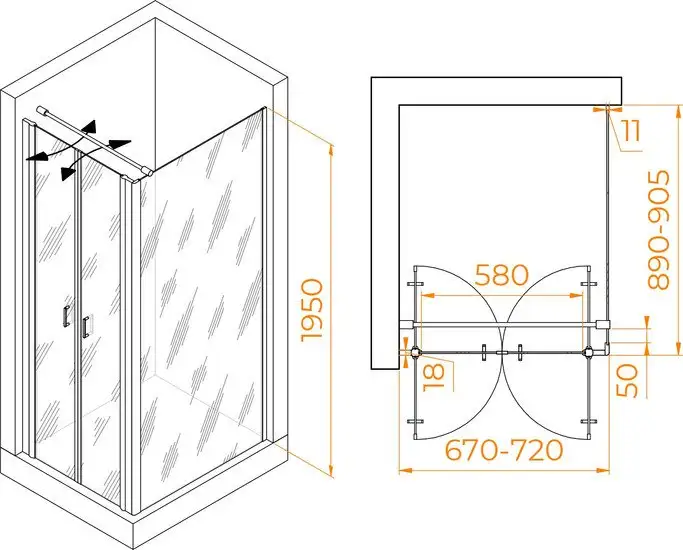 Душевой уголок RGW PA-144 (PA-104+Z-050-2+O-104) 060814479-011 70x90 (хром/прозрачное стекло) - фото товара