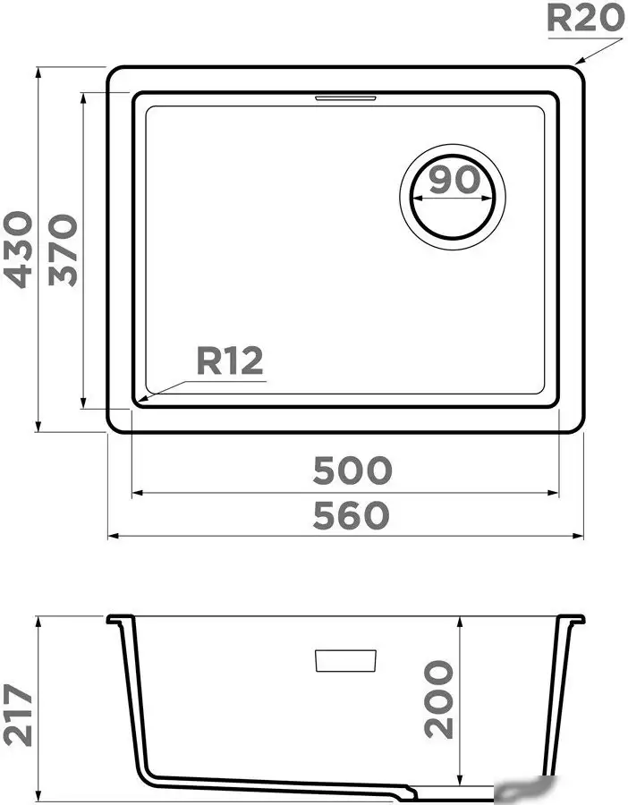 Кухонная мойка Omoikiri Kata 56-U/I-BL Side Artgranit (черный) - фото товара