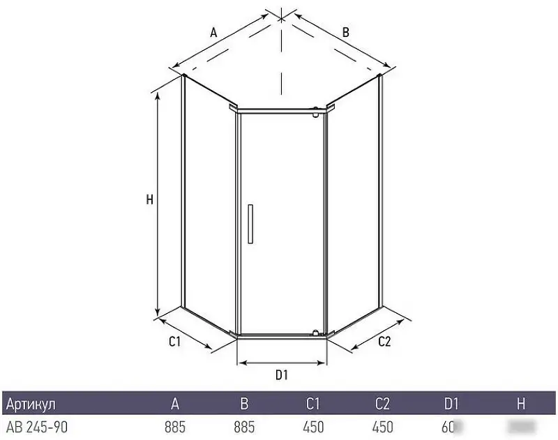 Душевой уголок Alex Baitler AB245-90 100x200 - фото товара