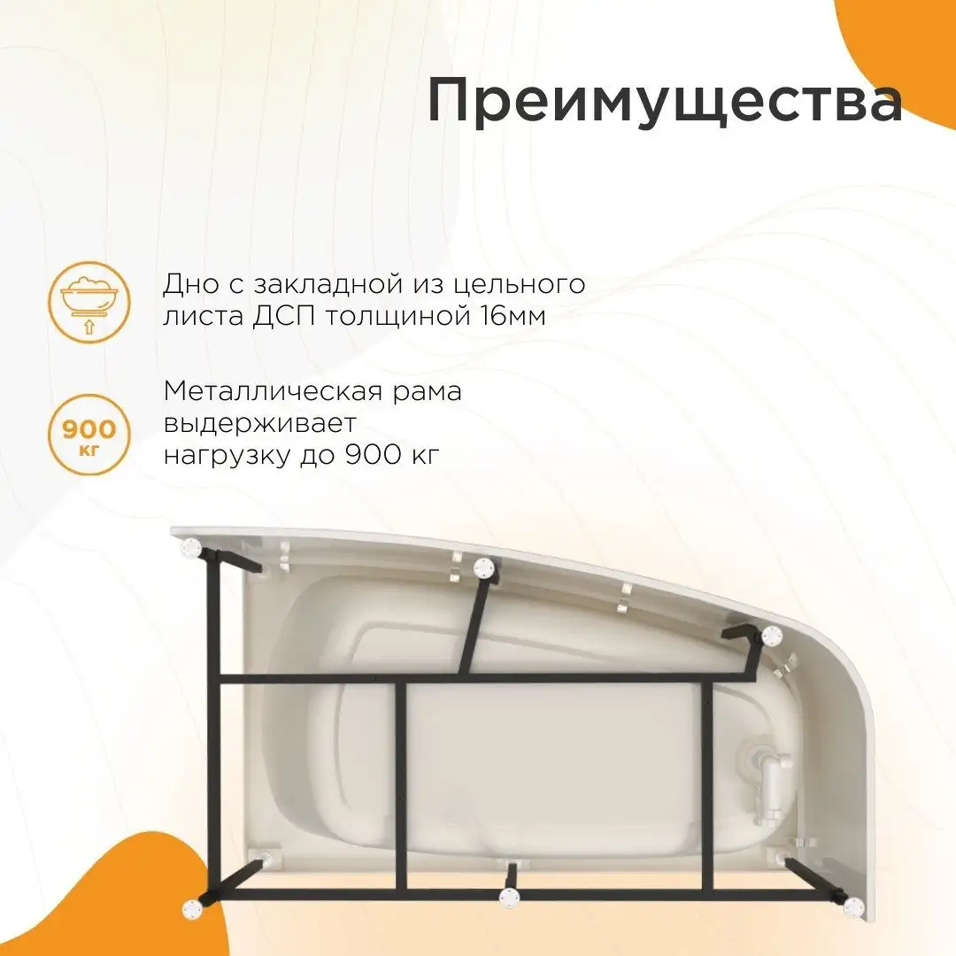 Ванна Radomir Рона 158x90 1-01-0-1-1-343 (левый) - фото товара