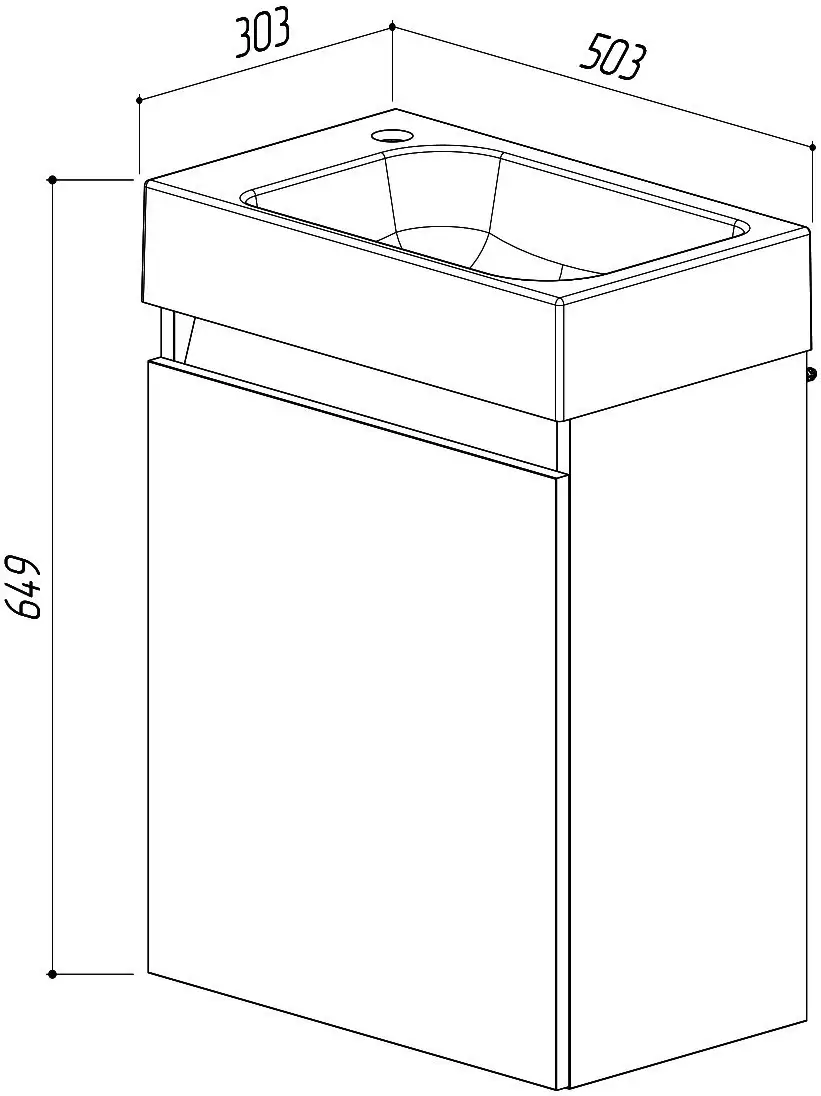 Belux Тумба с умывальником Темпо НП 50 (1, белый глянец) – фото товара