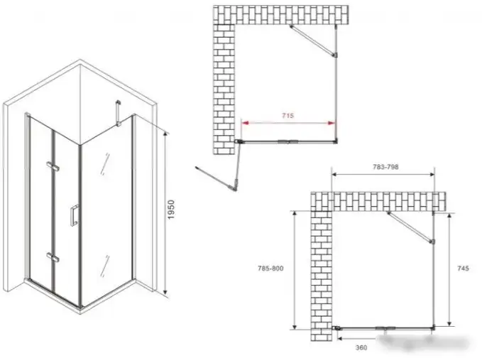 Душевой уголок Abber Zart AG08080P-S81 - фото товара