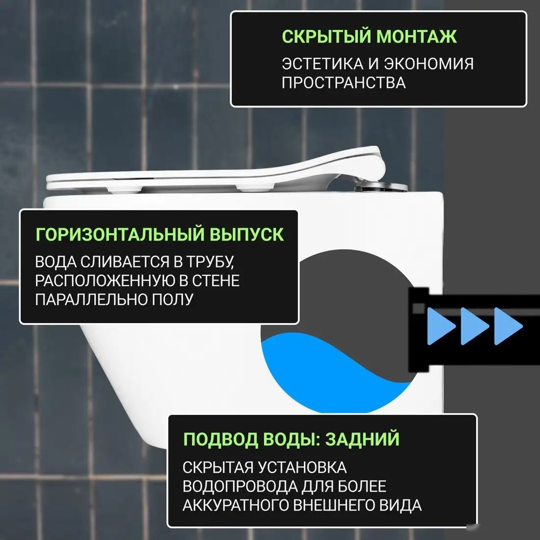 Унитаз подвесной Saniteco KW-99046 + 410 + 410 SE CR - фото товара