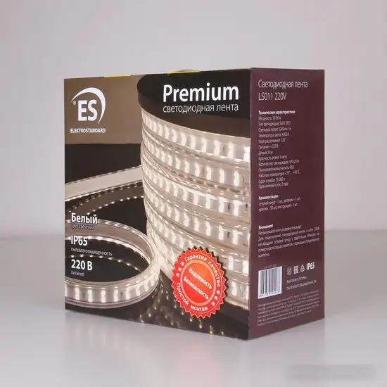 Светодиодная лента Elektrostandard 220V 18W 180Led 2835 двухрядная IP65 дневной белый a041110 – фото товара