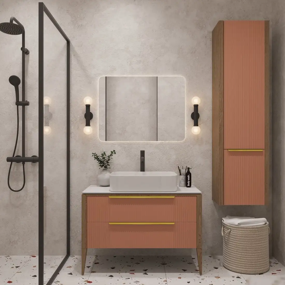 ЗОВ Шкаф-пенал для ванной Валенсия MVPRAL3012 (RAL 3012) – фото товара