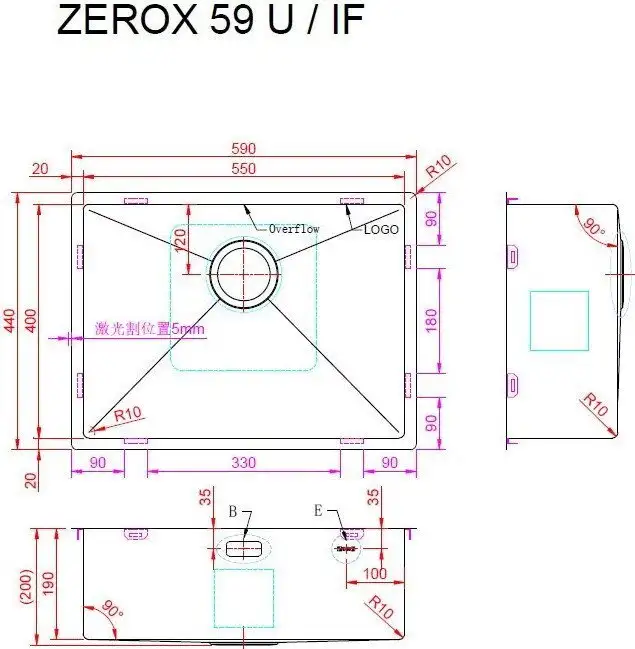 Кухонная мойка ZorG Zerox 59 U / IF PVD Gold - фото товара