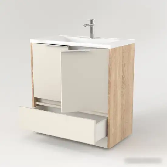 Дабер Тумба под умывальник 017 Andrea Elen 80 Т17.8А.0.18Б (бежевый/дуб бардолино/ручка белая) – фото товара