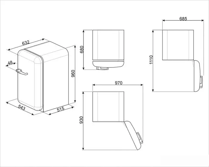 Однокамерный холодильник Smeg FAB10HRCR5 - фото товара