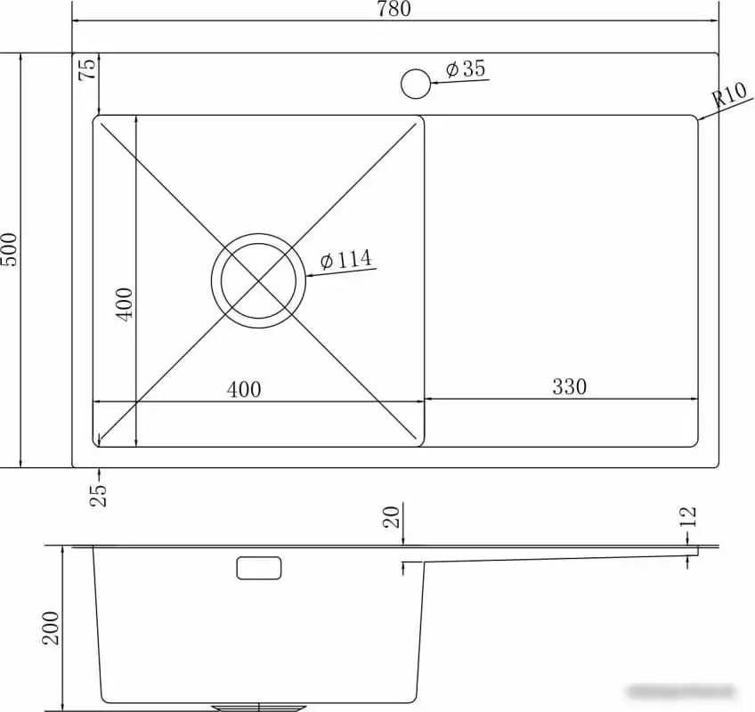 Кухонная мойка Mixline Pro 551877 левый (сатин, с сифоном) - фото товара