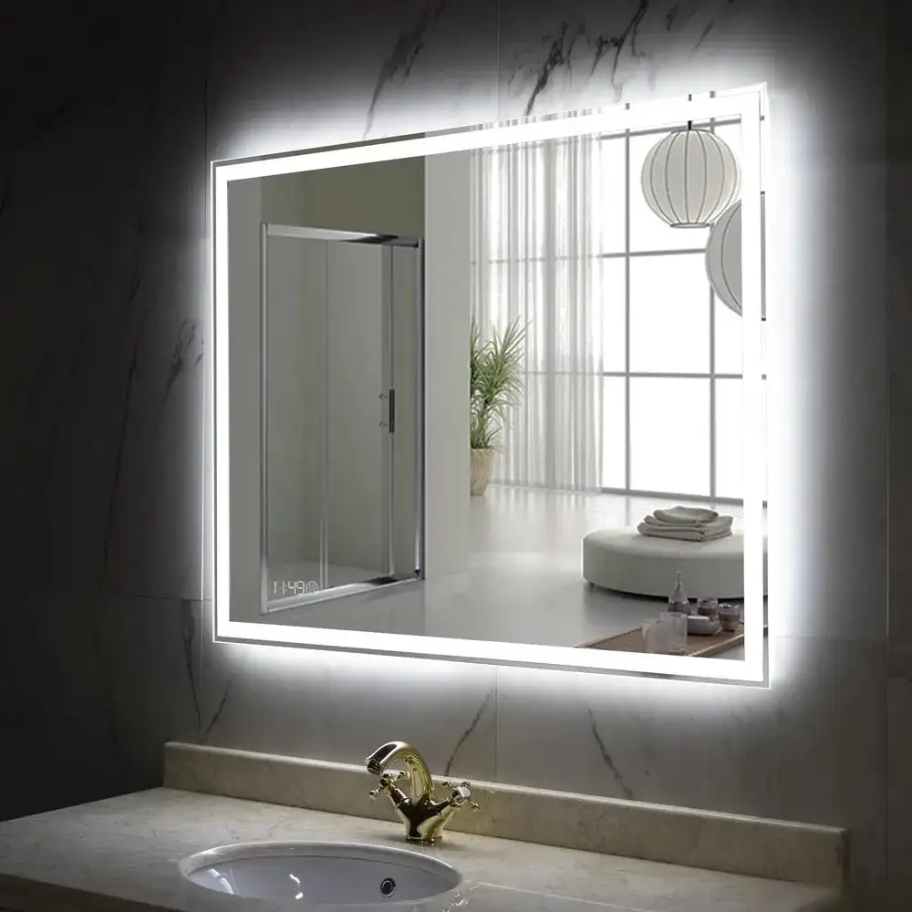 Пекам Зеркало Greta 100x60 greta-100x60scl (с подсветкой, сенсором на прикосновение и часами) – фото товара