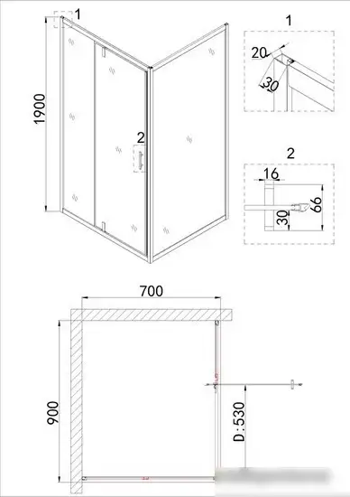 Душевой уголок Niagara NG-63-9A-A70 90x70 - фото товара