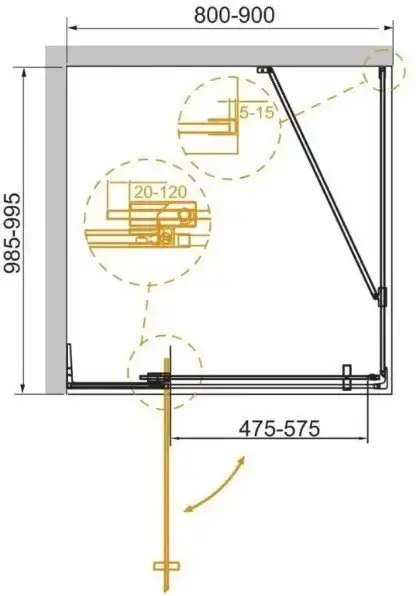 Душевой уголок Cezares SLIDER-AH-1-100-80/90-GRIGIO-GM - фото товара
