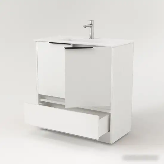 Дабер Тумба под умывальник 017 70 Т17.7.0.5Ч (белый древесный/ручка черная) – фото товара