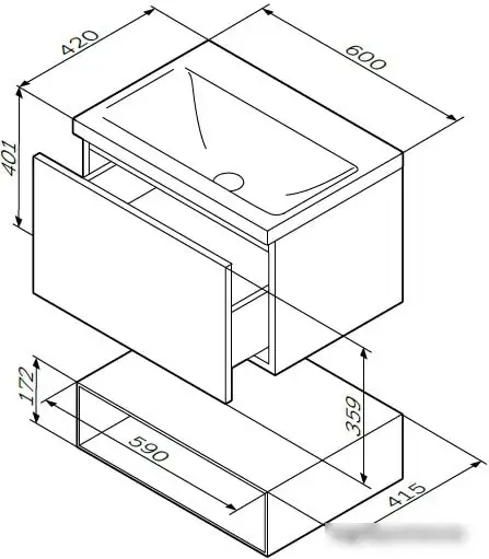 AM.PM Тумба под умывальник Gem 60 M90FHX06021WG (белый) – фото товара