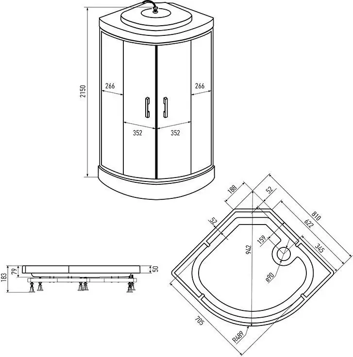 Душевая кабина Erlit ER3508P-C3-RUS 80x80 - фото товара