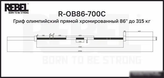 Гриф для штанги Rebel R-OB86-700C – фото товара