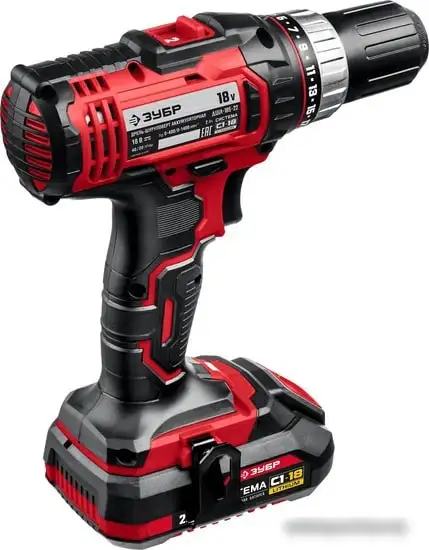 Дрель-шуруповерт Зубр Мастер ДШЛ-185-22 (с 2-мя АКБ, кейс) – фото товара