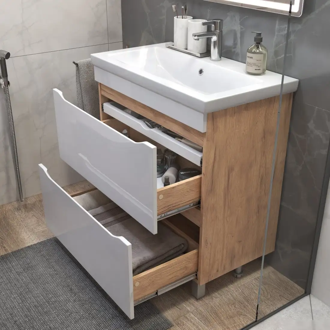 Vigo Тумба под умывальник Grani 800-0-2 Como (дуб золотой) – фото товара