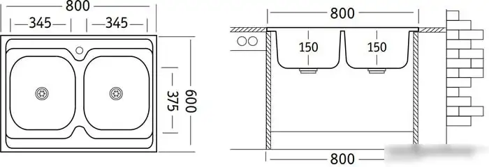 Кухонная мойка Ukinox Стандарт STM800.600 20--6C 3C - фото товара
