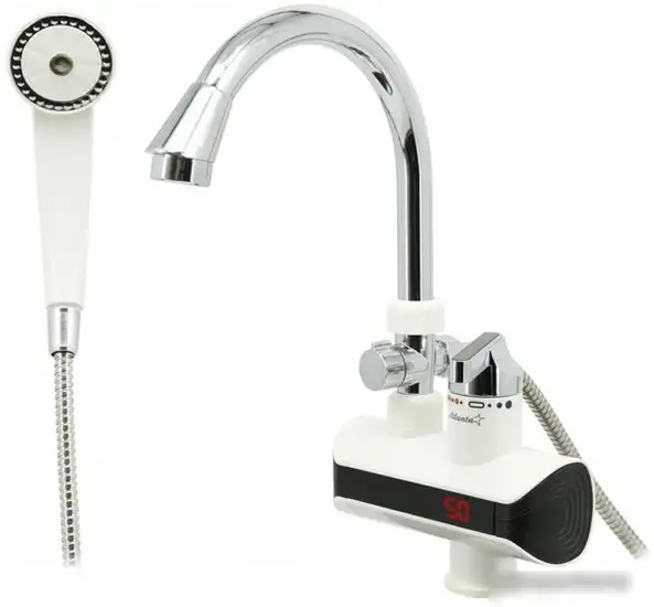 Проточный электрический водонагреватель кран+душ Atlanta ATH-7434 (белый) - фото товара