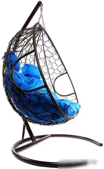 Подвесное кресло M-Group Для двоих 11450210 (коричневый ротанг/синяя подушка) – фото товара