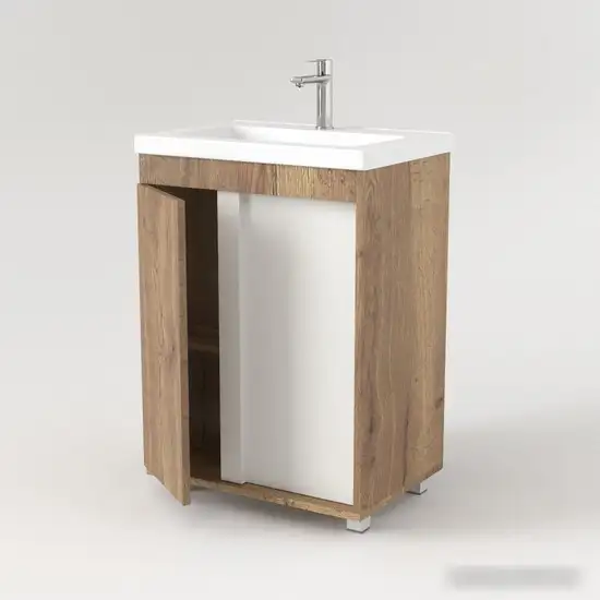 Дабер Тумба под умывальник 013 Тобага/Эридан/Артвин 60 Т13.6Т.0.21 (дуб галифакс/белый) – фото товара