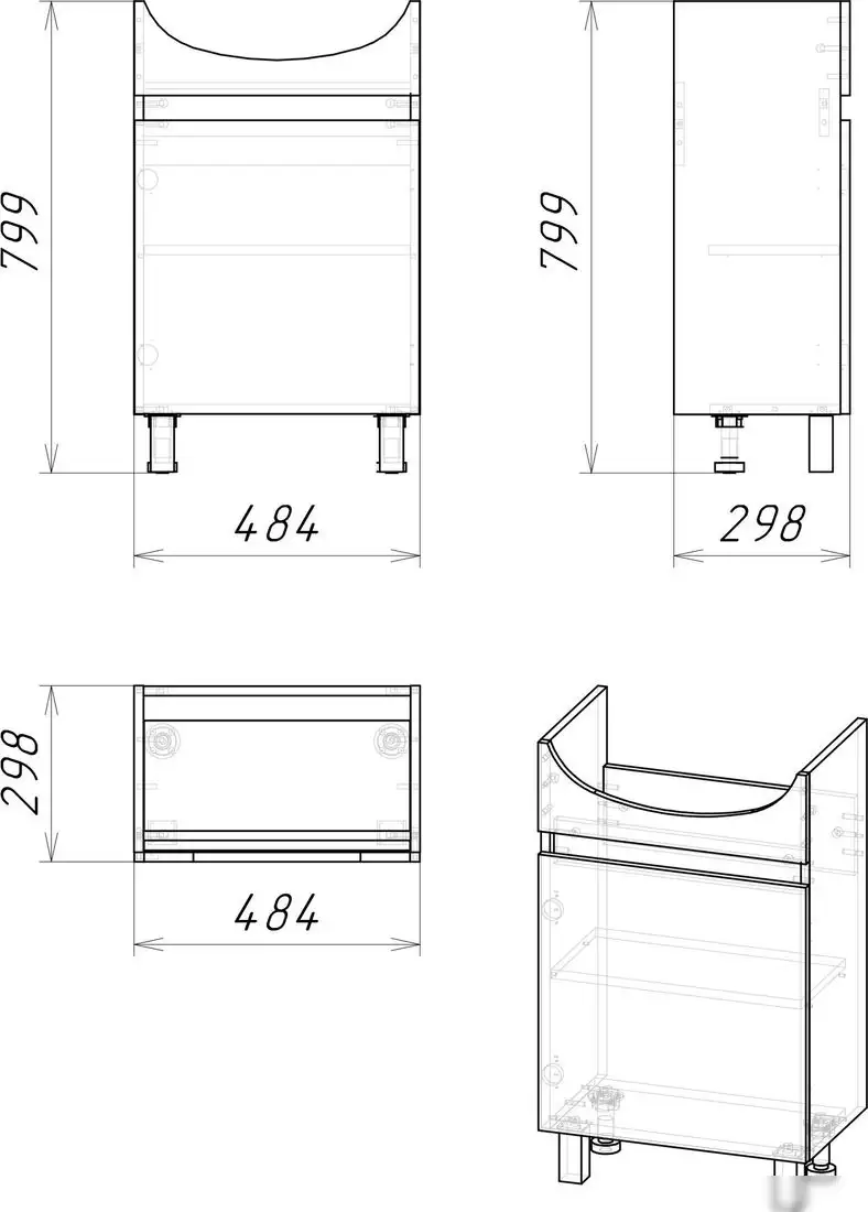 Grossman Тумба под умывальник Поло 50 105004-1 (дуб сонома/белый) – фото товара