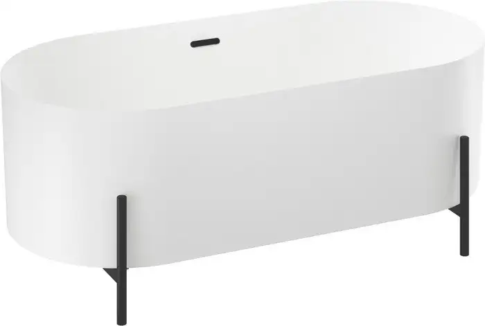 Ванна Wellsee FR.Euphoria 2.0 166x77 235501003 (отдельностоящая ванна белый глянец, экран, ножки матовый черный, сифон-автомат матовый черный) - фото товара