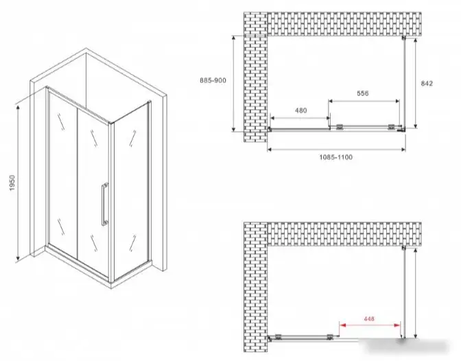 Душевой уголок Abber Schwarzer Diamant AG30110MH-S90M - фото товара