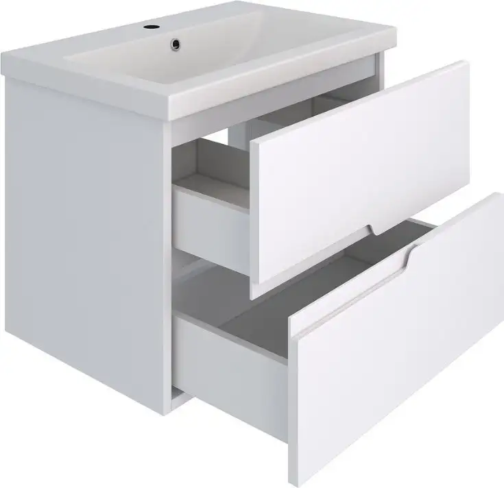 Runo Тумба с умывальником Runo Стокгольм 60 + Como 60 (подвесная) – фото товара