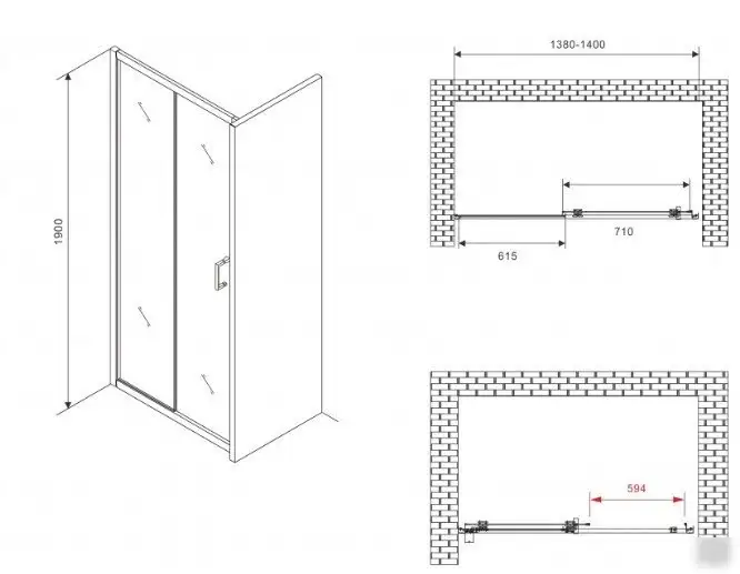 Душевая дверь Abber Schwarzer Diamant AG30140B5 - фото товара