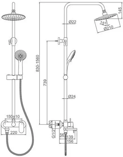 Душевая система Ledeme L2410-1 - фото товара