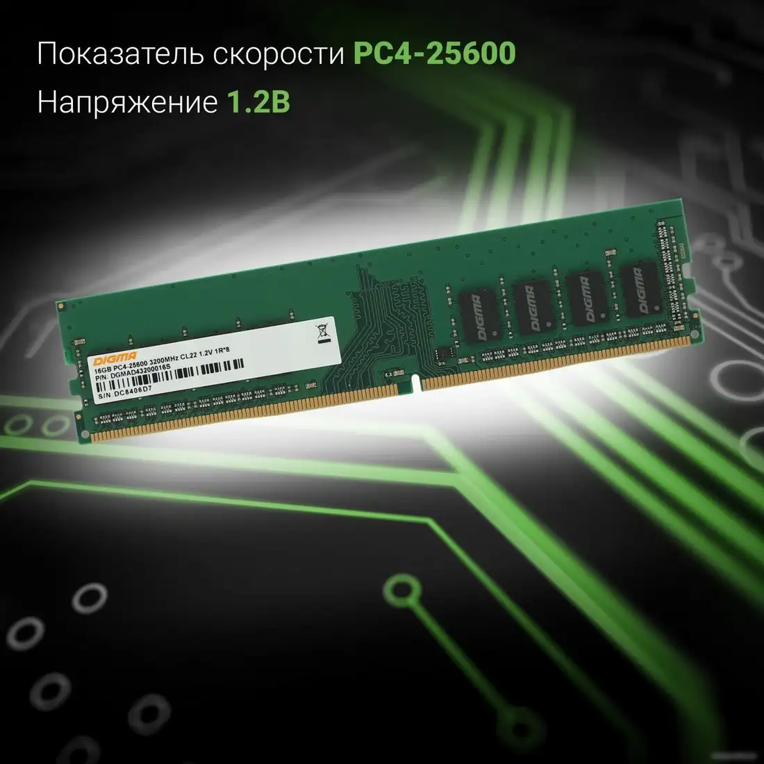 Оперативная память Digma 16ГБ DDR4 3200 МГц DGMAD43200016S – фото товара