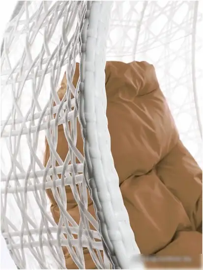 Подвесное кресло M-Group Для двоих Люкс 11510101 (белый ротанг/бежевая подушка) – фото товара