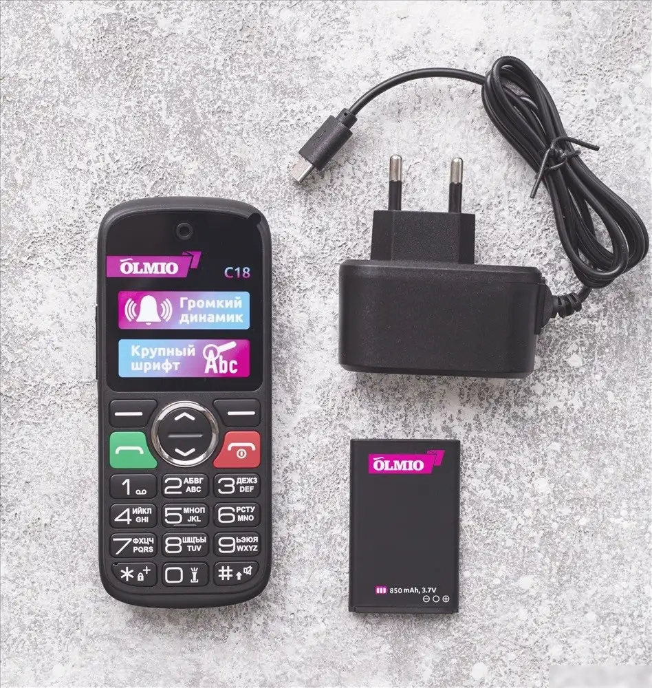 Кнопочный телефон Olmio C18 (черный) – фото товара