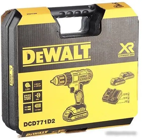 Дрель-шуруповерт DeWalt DCD771D2 (с 2-мя АКБ 2 Ah) – фото товара