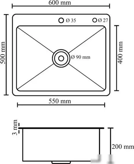 Кухонная мойка Diadonna S6050B-1 - фото товара