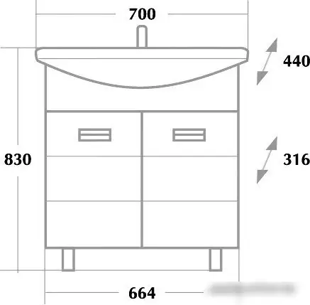 Onika Тумба с умывальником Балтика 70.17 + Балтика 70 – фото товара