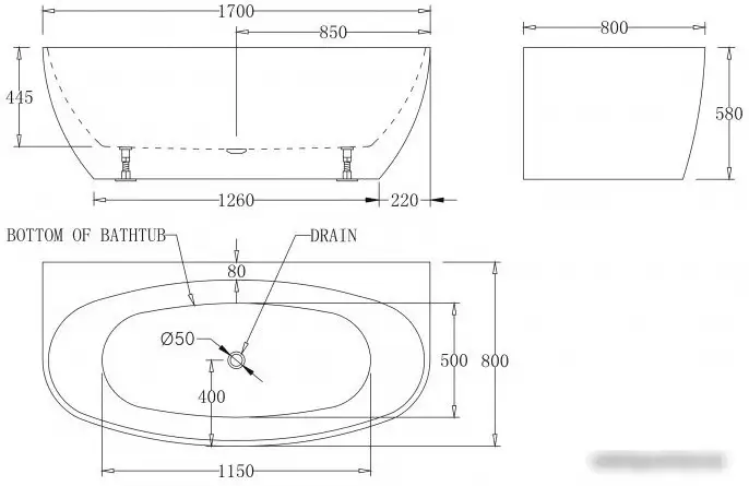 Ванна BelBagno BB83 170х80 - фото товара