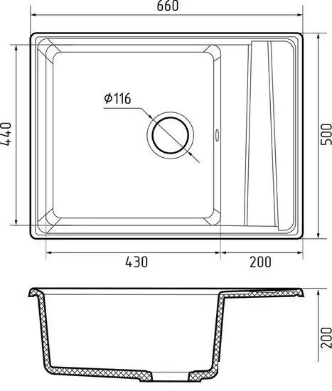 Кухонная мойка GranFest GF-LV-660L (кашемир) - фото товара
