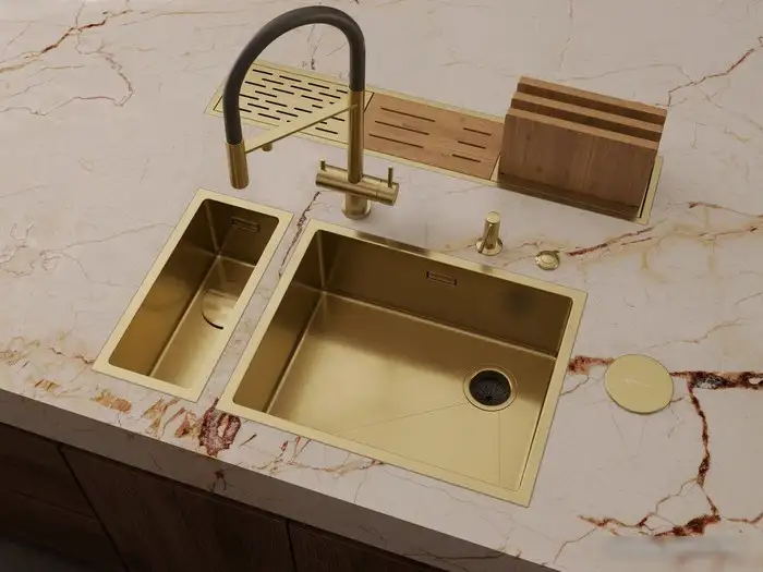 Кухонная мойка Omoikiri Taki 54-U/IF Side SF LG (светлое золото) - фото товара