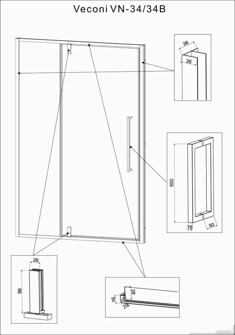 Душевая дверь Veconi VN40B-110-01-C1 - фото товара