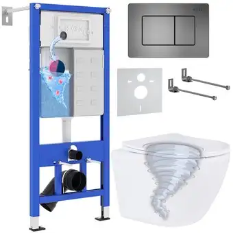 Унитаз подвесной Roxen Antares Tornado в комплекте с инсталляцией StounFix Dual Fresh 6 в 1 968391 (кнопка: оружейная сталь) - изображение в каталоге