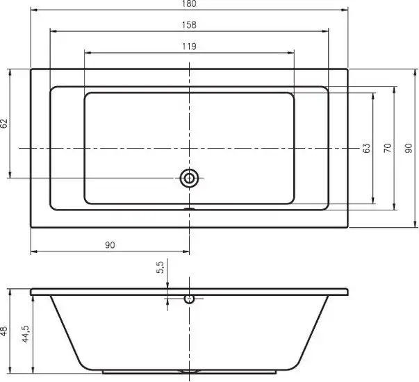 Ванна Riho Lusso 180x90 - фото товара