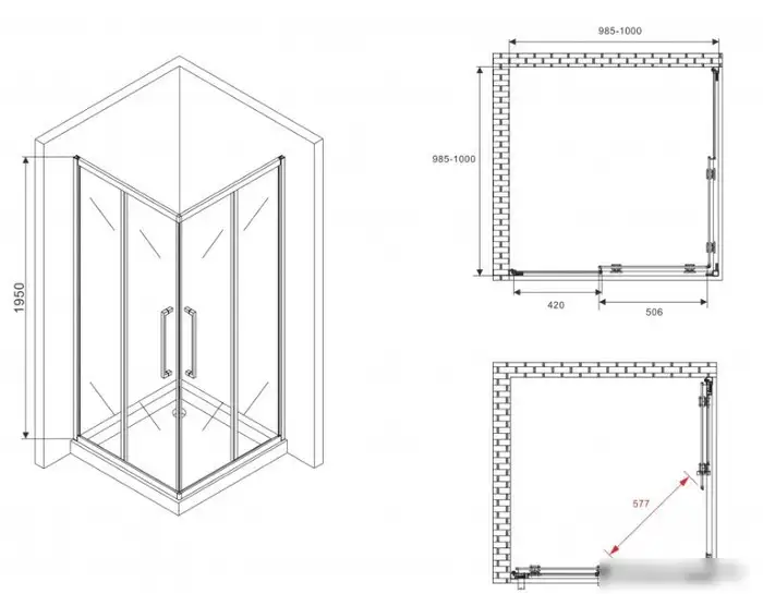 Душевой уголок Abber Schwarzer Diamant AG02100BDTH - фото товара