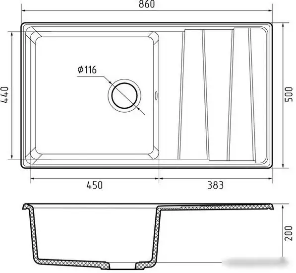 Кухонная мойка GranFest GF-LV-860L (терракот) - фото товара