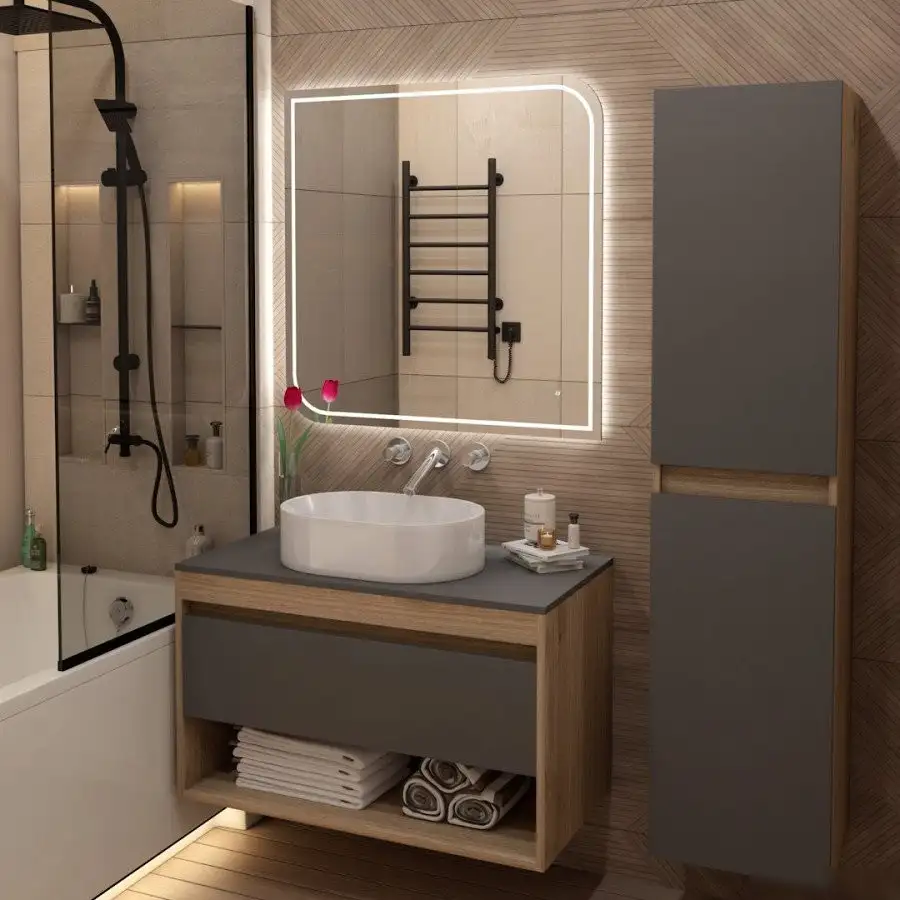 Teymi Тумба под умывальник Ritta 85 T60532 (дуб эврика/графит матовый) – фото товара