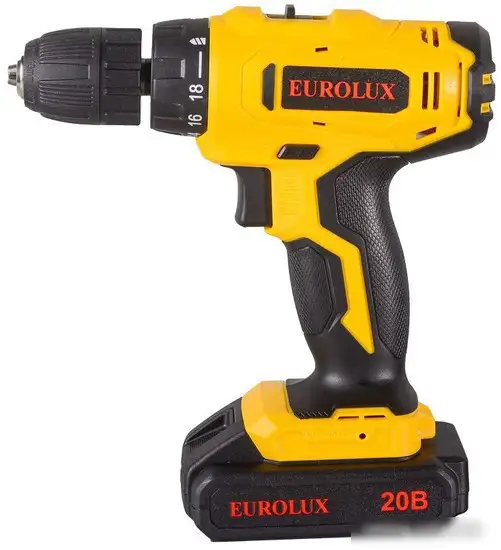 Дрель-шуруповерт Eurolux ДА-20/2Li 72/14/52 (с 2-мя АКБ, кейс) – фото товара