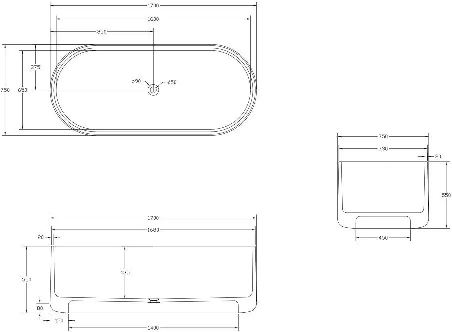 Ванна Abber Kristall 170x75 AT9708 Emerald - фото товара