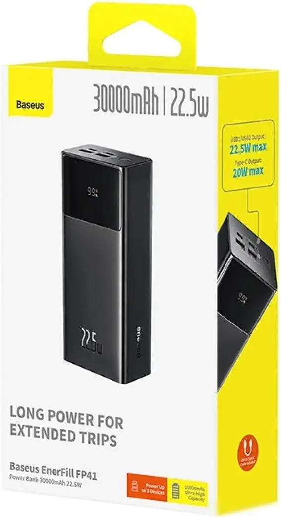 Внешний аккумулятор Baseus EnerFill FP41 Power Bank 22.5W 30000mAh (черный) – фото товара